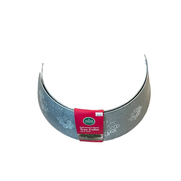 WINTER WONDER LANE 26.5" Embossed Snowflake Galvanized Metal Tree Collar NEW - Picture 11 of 11